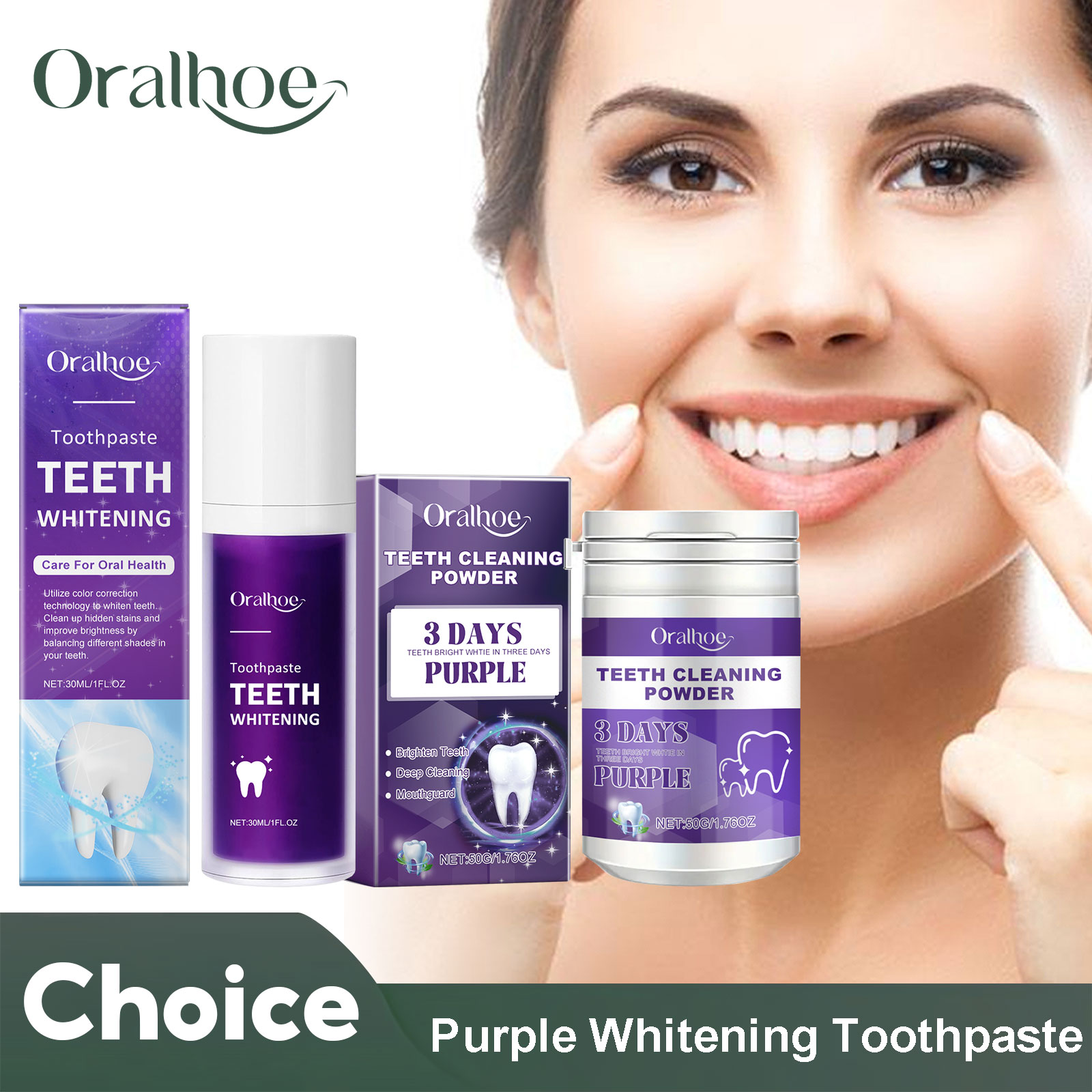 Teeth Whitening Remedies - Corrector morado, pasta de dientes blanqueadora,