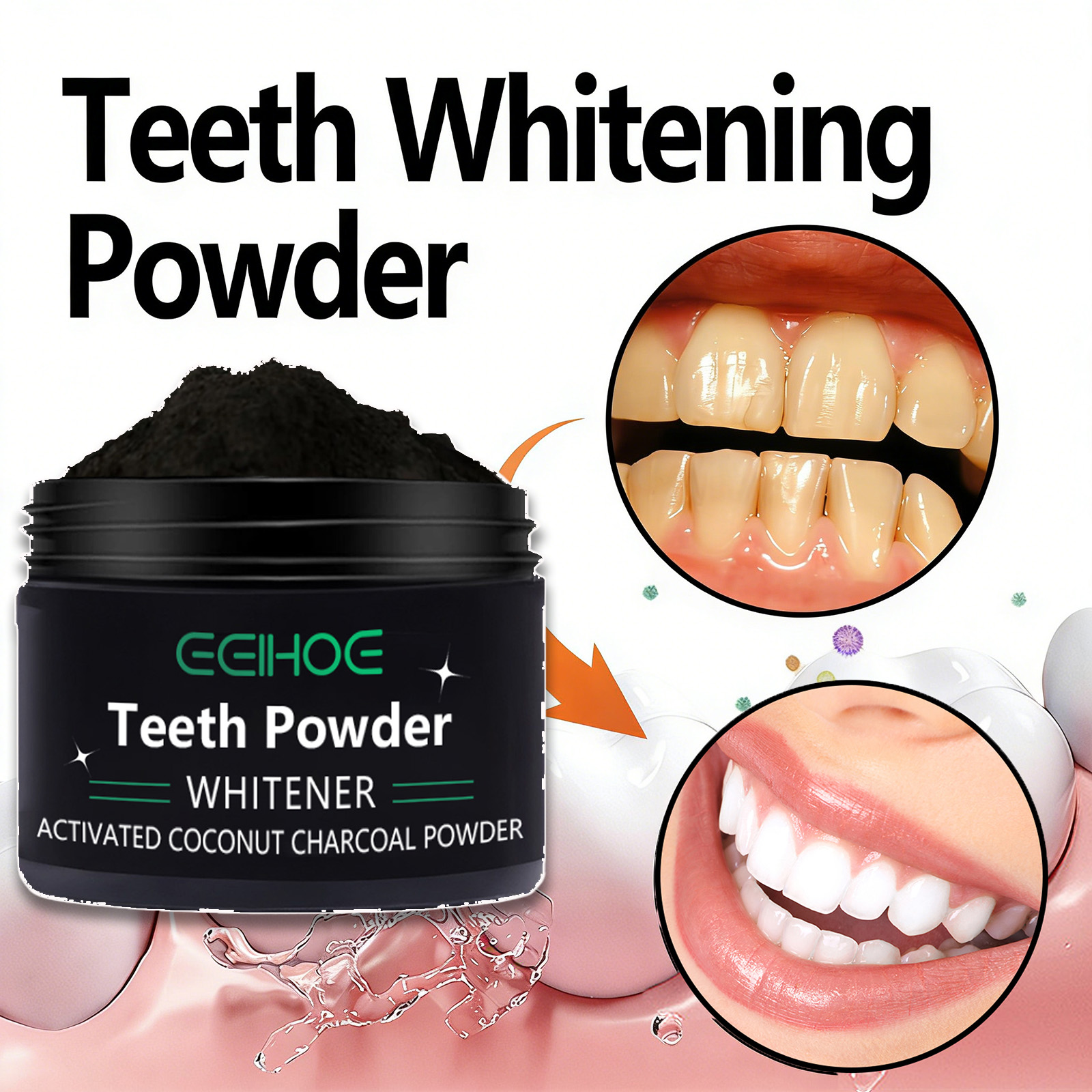 Whitening Powder Activated - Polvo Blanqueador Dental Natural para Limpieza