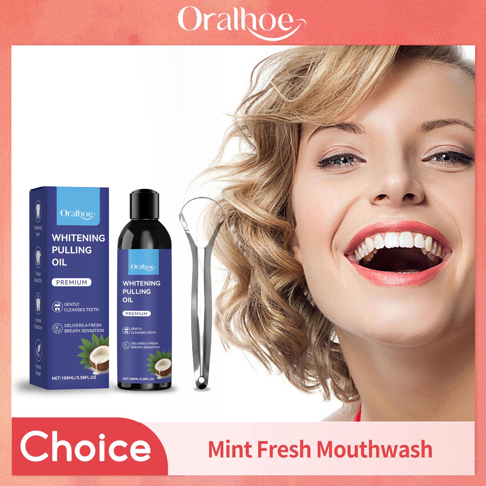 Teeth Whitening Oil Pulling - Aceite de coco para tirar con
