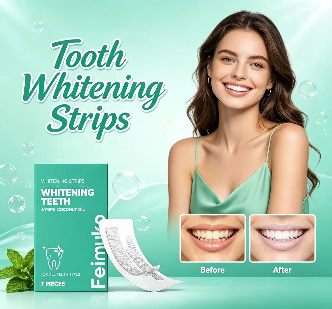 Teeth Whitening Oil Pulling - Tiras Blanqueadoras de Dientes con Aceite