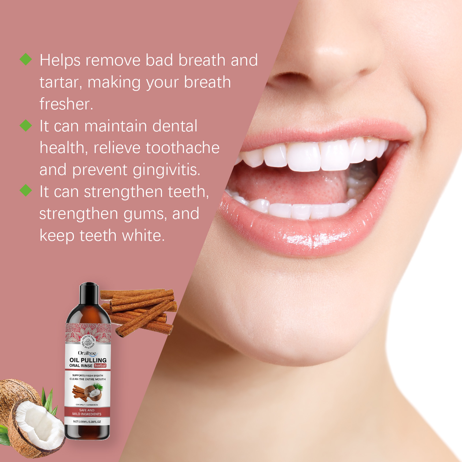 Aceite para tirar de coco, enj - Teeth Whitening Oil Pulling reseña y precio