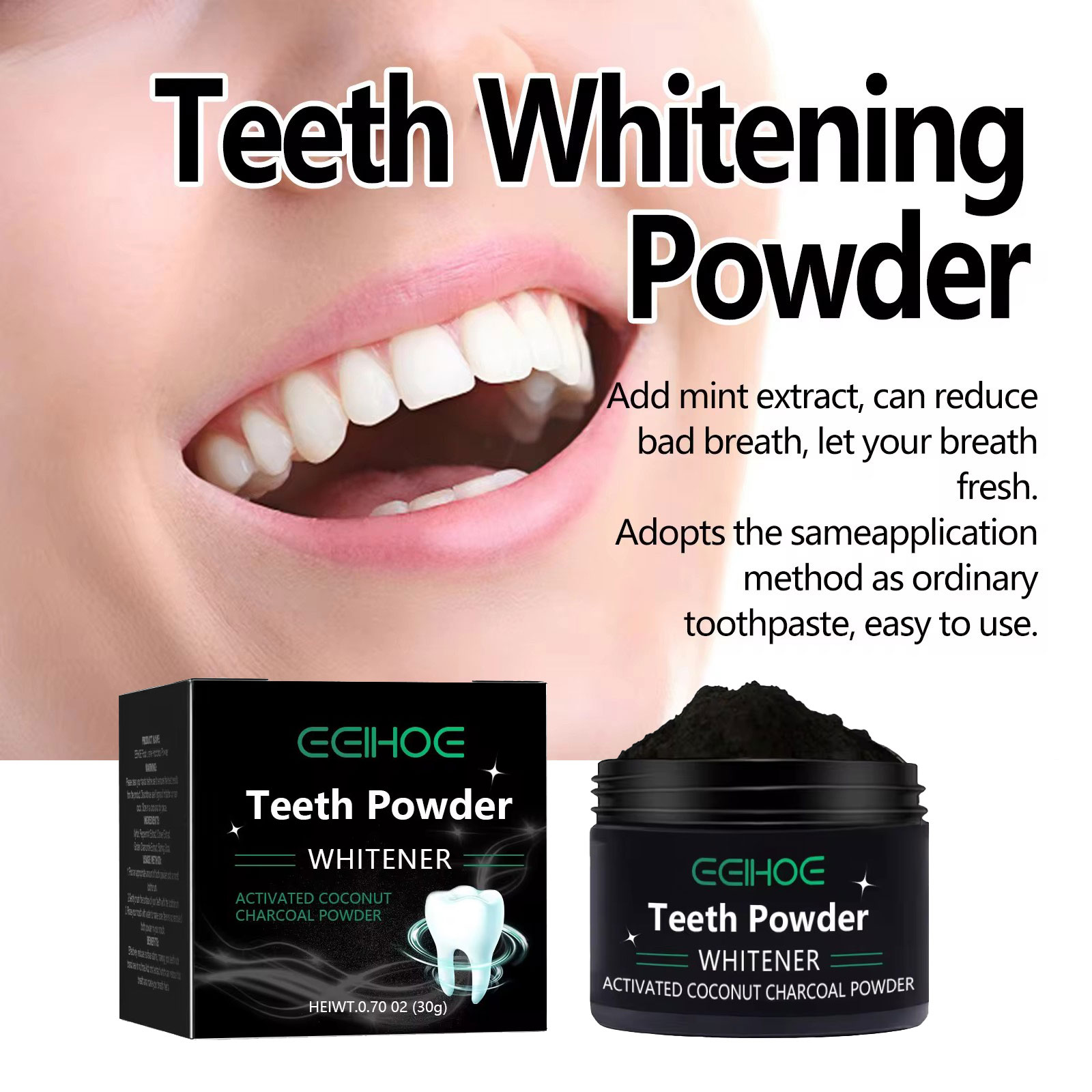EELHOE-polvo de carbón para pr - Whitening Powder Activated reseña y precio