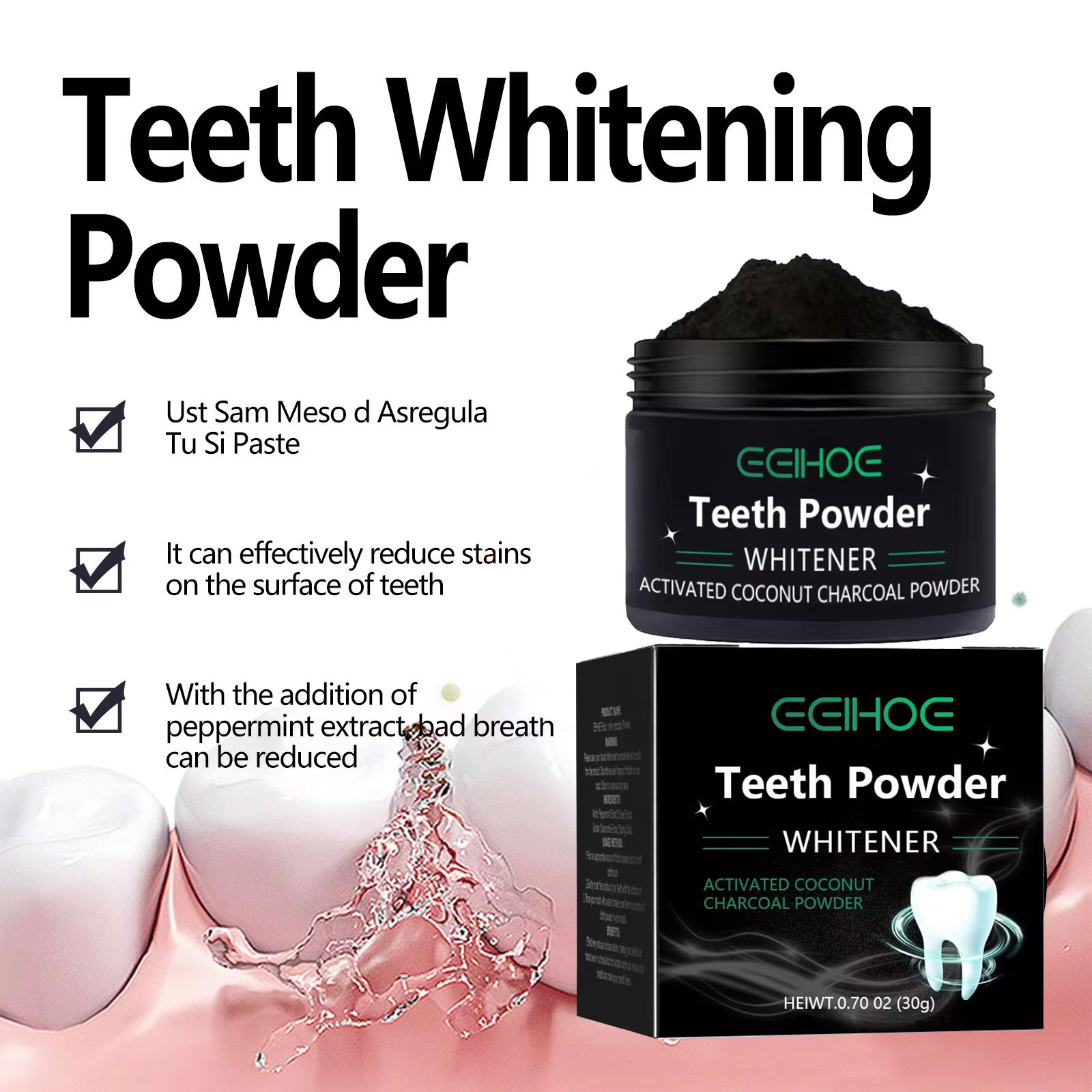 EELHOE-polvo de carbón para pr - Whitening Powder Activated reseña y precio
