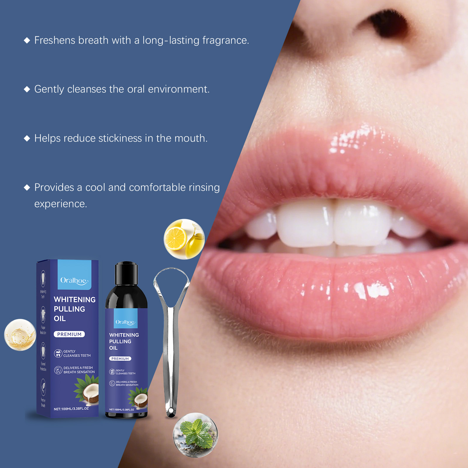Enjuague bucal de aceite de co - Teeth Whitening Oil Pulling reseña y precio