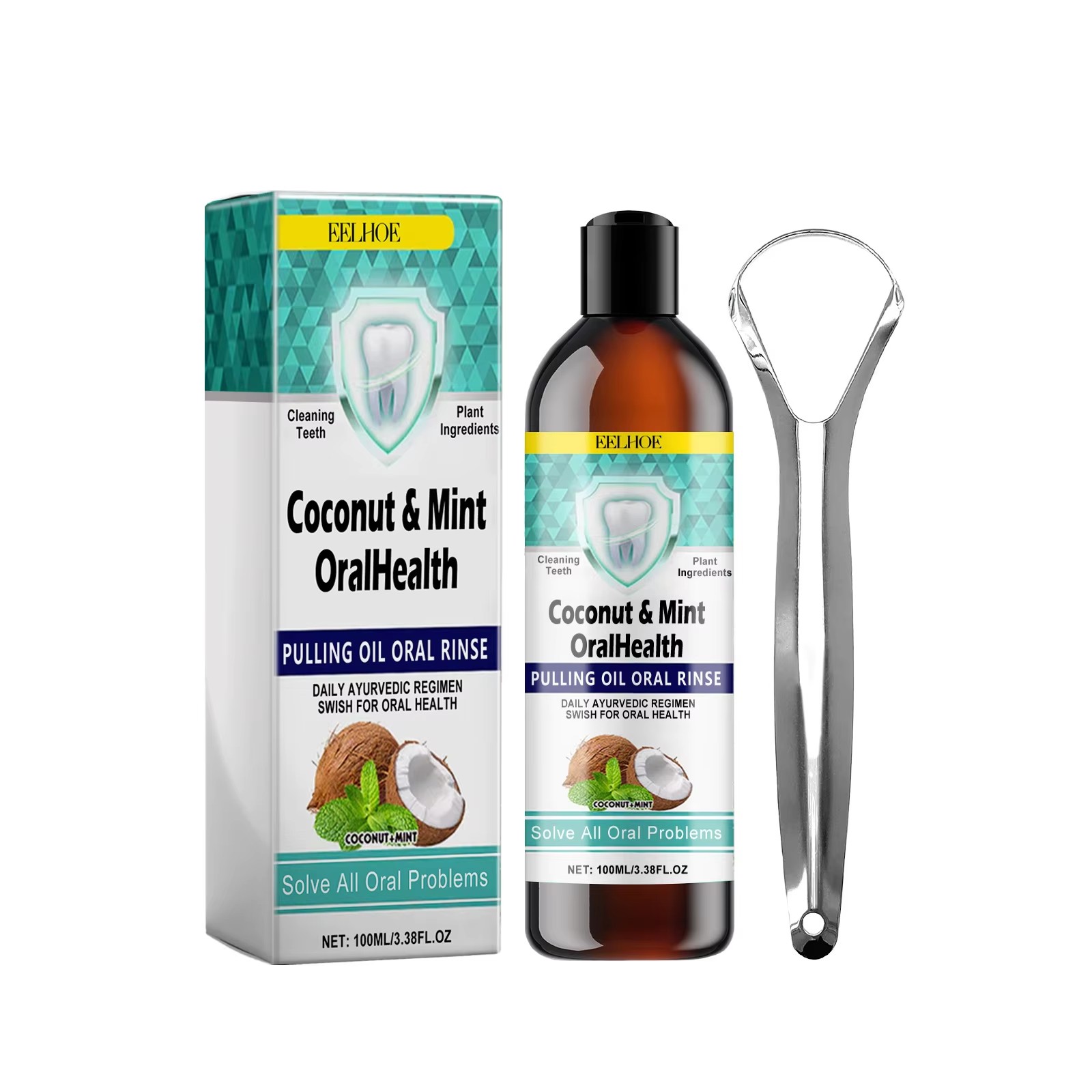 EELHOE-aceite de coco y menta, - Teeth Whitening Oil Pulling reseña y precio