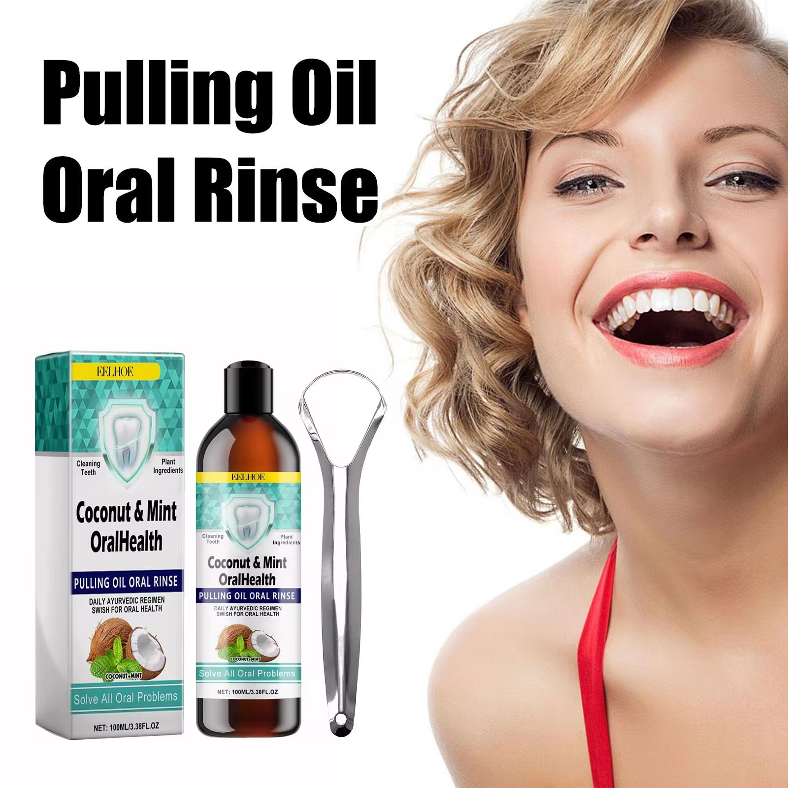 EELHOE-aceite de coco y menta, - Teeth Whitening Oil Pulling reseña y precio